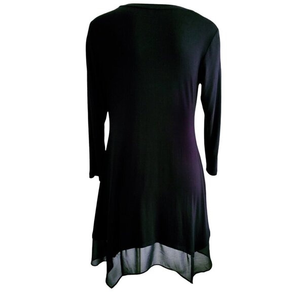 LOGO Lori Goldstein Trapeze Sharkbite Dress Chiffon Black Witchy Whimsigoth XS - Picture 3 of 14